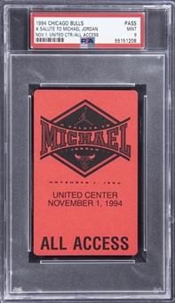 1994 Chicago Bulls A Salute to Michael Jordan Pass - PSA MINT 9